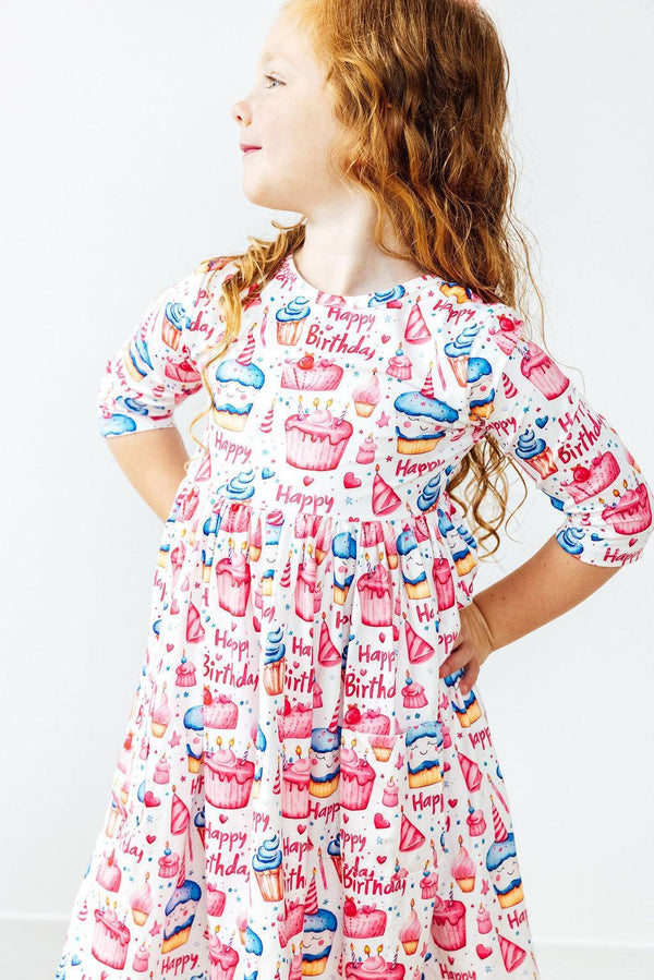 birthday-girl-3-4-sleeve-pocket-twirl-dress Mila & Rose - Sophia's StyleTwirl Pocket Dress 3/4-1